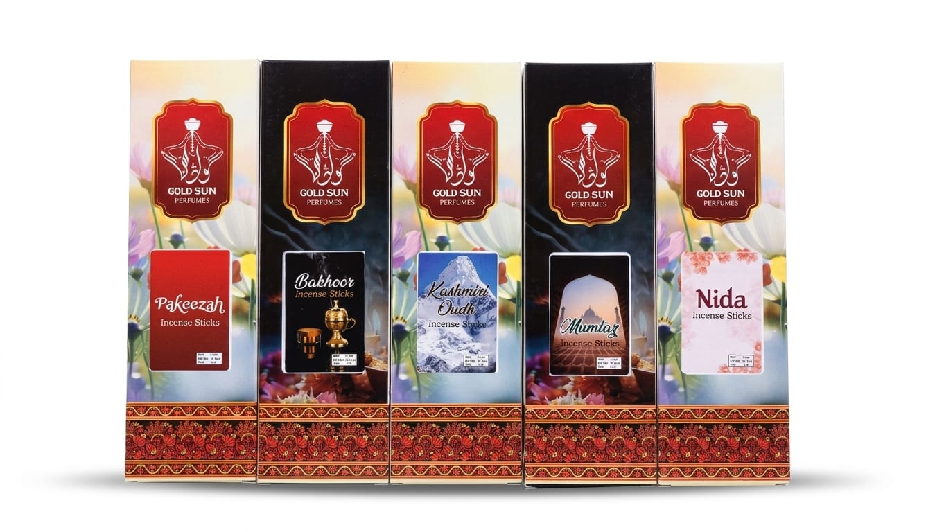 Gold Sun Premium Incense Sticks Combo Pack – 5 Fragrances | 250g
